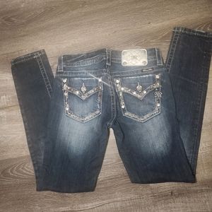 Miss Me Blue Skinny Jeans with Distressed Wash